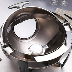 SOGA 2X 6.5L Stainless Steel Round Soup Tureen Bowl Station Roll Top Buffet Chafing Dish Catering Chafer Food Warmer Server