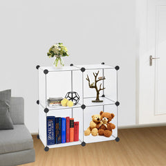 SOGA 4-Cube Transparent Shelf Box Portable Cubby DIY Storage Shelves Modular Closet Organiser