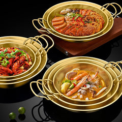 SOGA 29cm Signature Dry Pot And crafted with 201 Material in Gold For Kitchen Essential