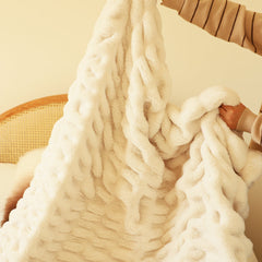 SOGA 2X 150x200cm Throw Blanket White Double Layer Rabbit Fur Cozy Comfort with Stylish Decor