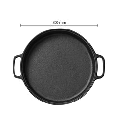 SOGA Dual Burners Cooktop Stove 30cm Cast Iron Frying Pan Skillet and 28cm Induction Casserole