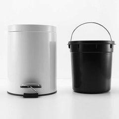 SOGA 2X Foot Pedal Stainless Steel Rubbish Recycling Garbage Waste Trash Bin Round 7L White