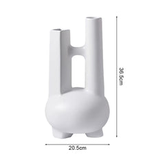 SOGA Ornament Modern Geometric Vase Minimalist Double Tube Abstract Sculpture for Home Décor