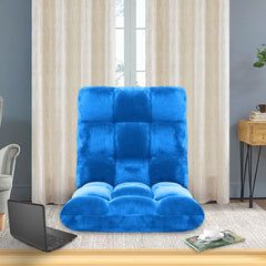 SOGA Floor Recliner Folding Lounge Sofa Futon Couch Folding Chair Cushion Blue