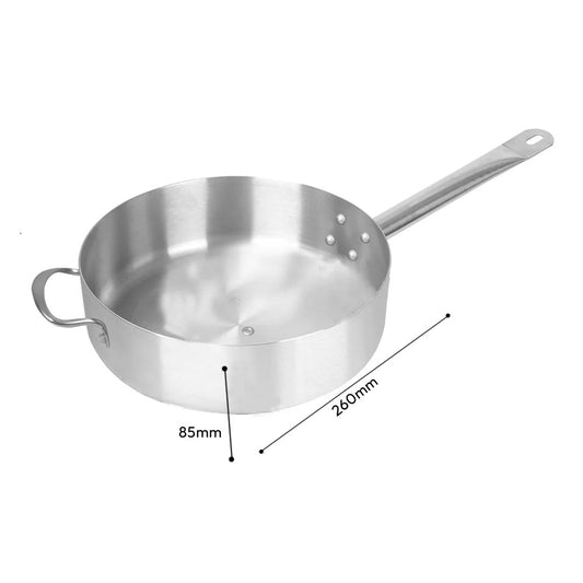 SOGA 2X 26cm Stainless Steel Saucepan Sauce pan with Glass Lid and Helper Handle Triple Ply Base Cookware