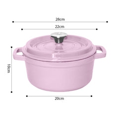 SOGA 2X 22cm Pink Cast Iron Ceramic Stewpot Casserole Stew Cooking Pot With Lid