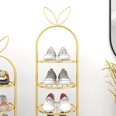 SOGA 7 Tier Bunny Ears Gold Plated Metal Shoe Organizer Space Saving Portable Footwear Storage Shelf