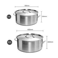 SOGA Stock Pot 14L 32L Top Grade Thick Stainless Steel Stockpot 18/10