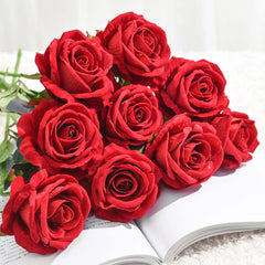 SOGA 20pcs Artificial Silk Flower Fake Rose Bouquet Table Decor Red