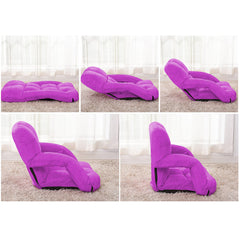 SOGA  Foldable Lounge Cushion Adjustable Floor Lazy Recliner Chair with Armrest Purple