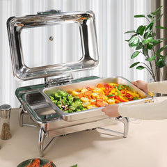 SOGA 2X Stainless Steel Rectangular Chafing Dish Tray Buffet Cater Food Warmer Chafer with Top Lid