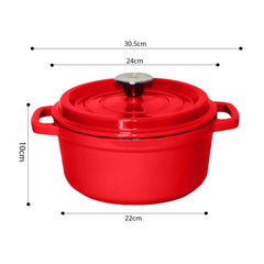 SOGA Cast Iron Enamel Porcelain Stewpot Casserole Stew Cooking Pot With Lid 3.6L Red 24cm