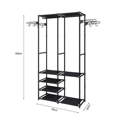 SOGA 90x35cm Hanging Clothes Rack Storage w/ 4 Layer Organizer and Side Hooks