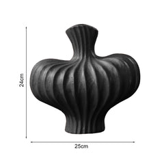 SOGA 2X 25X24cm Ornament Small Matte Black Vases Countertop Decoration Accessories Porch Crafts Home Decor