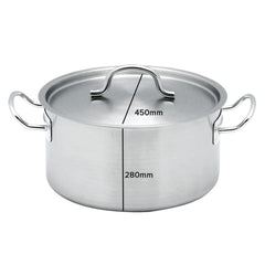 SOGA Stock Pot 44Lt Top Grade Thick Stainless Steel Stockpot 18/10