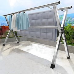 SOGA 2.4m Portable Standing Clothes Drying Rack Foldable Space-Saving Laundry Holder 3 Poles