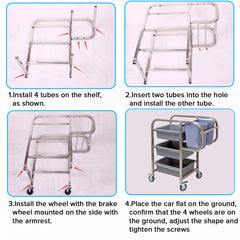 SOGA 82x43x92cm Square 3 Tier Food Trolley Food Waste Cart Five Buckets Kitchen Food Utility