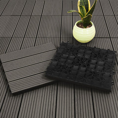 SOGA 2X 11 pcs Grey DIY Wooden Composite Decking Tiles Garden Outdoor Backyard Flooring Home Decor