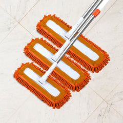 SOGA 50x12 Orange Microfiber Flat Mop Floor Cleaning Pads Rotating Dust Remover