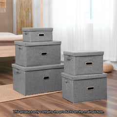 SOGA Grey Small Foldable Canvas Storage Box Cube Clothes Basket Organiser Home Decorative Box