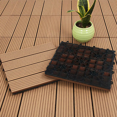 SOGA 2X 11 pcs Coffee DIY Wooden Composite Decking Tiles Garden Outdoor Backyard Flooring Home Decor