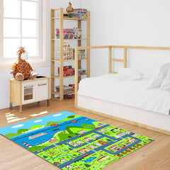 SOGA 120cm Kids Rug Street Map Play Mat Educational Baby Theme Park Area Rugs