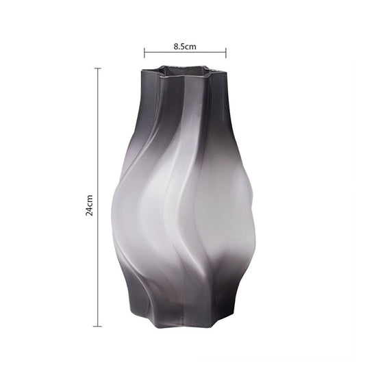 SOGA 26cm Glass Vase Grey with Beautiful glass Bubble Texture Art Vases