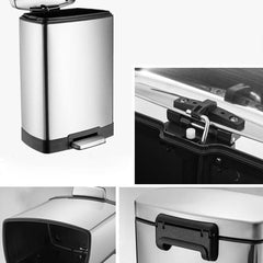 SOGA 4X Foot Pedal Stainless Steel Rubbish Recycling Garbage Waste Trash Bin Rectangular Shape 12L Silver