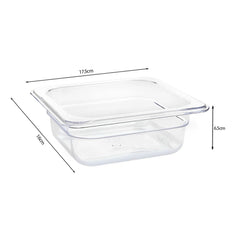 SOGA 65mm Clear Gastronorm GN Pan 1/6 Food Tray Storage Bundle of 2