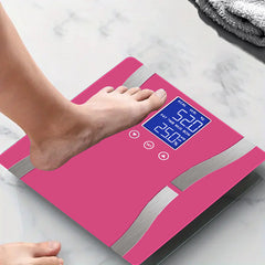 SOGA Glass LCD Digital Body Fat Scale Bathroom Electronic Gym Water Weighing Scales Pink