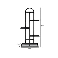 SOGA 2X 5 Tier 6 Pots Black Metal Plant Stand Flowerpot Display Shelf Rack Indoor Home Office Decor