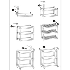 SOGA 2x 3 Tier Food Trolley Food Waste Cart Food Utility Mechanic Kitchen Large