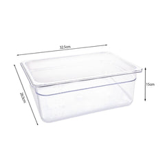 SOGA 150mm Clear Gastronorm GN Pan 1/2 Food Tray Storage Bundle of 2 with Lid