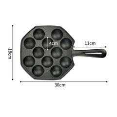 SOGA 2X 18CM Cast Iron Takoyaki Fry Pan Octopus Balls Maker 12 Hole Cavities Grill Mold