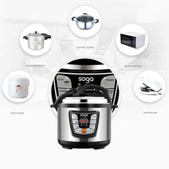 SOGA Stainless Steel Electric Pressure Cooker 10L Nonstick 1600W