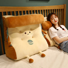 SOGA Smiley Face Toast Bread Wedge Cushion Stuffed Plush Cartoon Back Support Pillow Home Decor