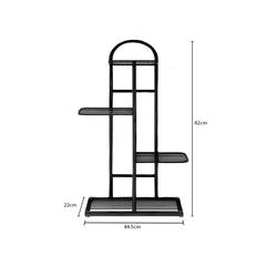 SOGA 4 Tier 5 Pots Black Metal Plant Stand Flowerpot Display Shelf Rack Indoor Home Office Decor