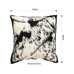 SOGA 45cm Light Vintage Leopard Print Black & White Ink Splatter Wide-Edge SquareThrow Pillow