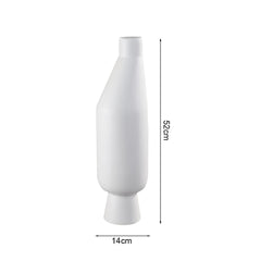 SOGA 14x52cm Ornament White Minimalist Vases with Narrow Neck Rounded Body for Modern Home Decor