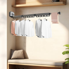 SOGA 2X 127.5cm Wall-Mounted Clothing Dry Rack Retractable Space-Saving Foldable Hanger