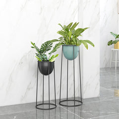 SOGA 2X 70cm Round Wire Metal Flower Pot Stand with Black Flowerpot Holder Rack Display