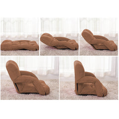 SOGA Foldable Lounge Cushion Adjustable Floor Lazy Recliner Chair with Armrest Coffee