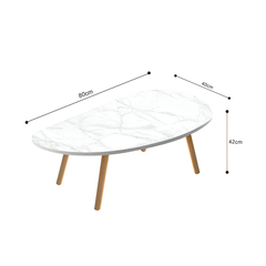 SOGA 2X 80x40cm White Stone Pattern Living Room Nordic  Coffee Table Modern Style