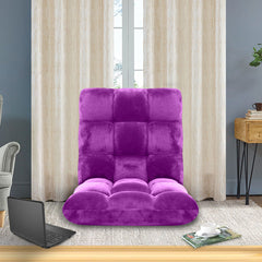 SOGA 2X Floor Recliner Folding Lounge Sofa Futon Couch Folding Chair Cushion Purple