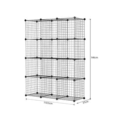 SOGA Black Portable 12-Cube Storage Organiser Foldable DIY Modular Grid Space Saving Shelf