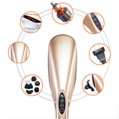 SOGA 6 Heads Portable Handheld Massager Soothing Stimulate Blood Flow Shoulder Gold