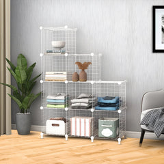 SOGA White Portable 9-Cube 3 Column Storage Organiser Foldable DIY Modular Grid Space Saving Shelf 149cm