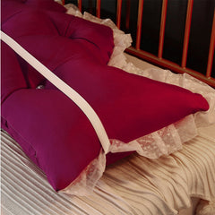 SOGA 4X 150cm Burgundy Princess Bed Pillow Headboard Backrest Bedside Tatami Sofa Cushion with Ruffle Lace Home Decor