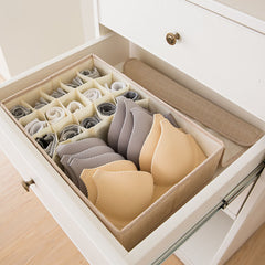 SOGA 2X Beige Flip Top Underwear Storage Box Foldable Wardrobe Partition Drawer Home Organiser