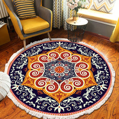 SOGA 90cm Round Mandala Ethnic Style Round Carpet Anti-slip Doormat Home Decor